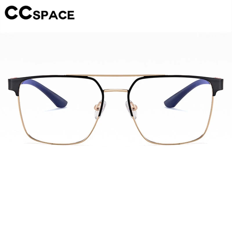 CCspace Unisex Full Rim Square Double Bridge Alloy Eyeglasses 301561 Full Rim CCspace   