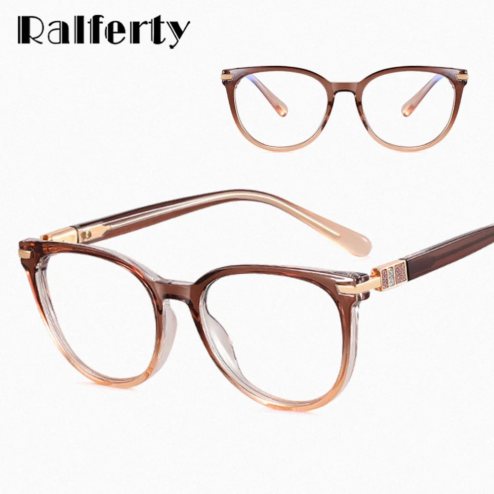 Ralferty Women's Full Rim Round Cat EyeTr 90 Acetate Eyeglasses 82162 Full Rim Ralferty   