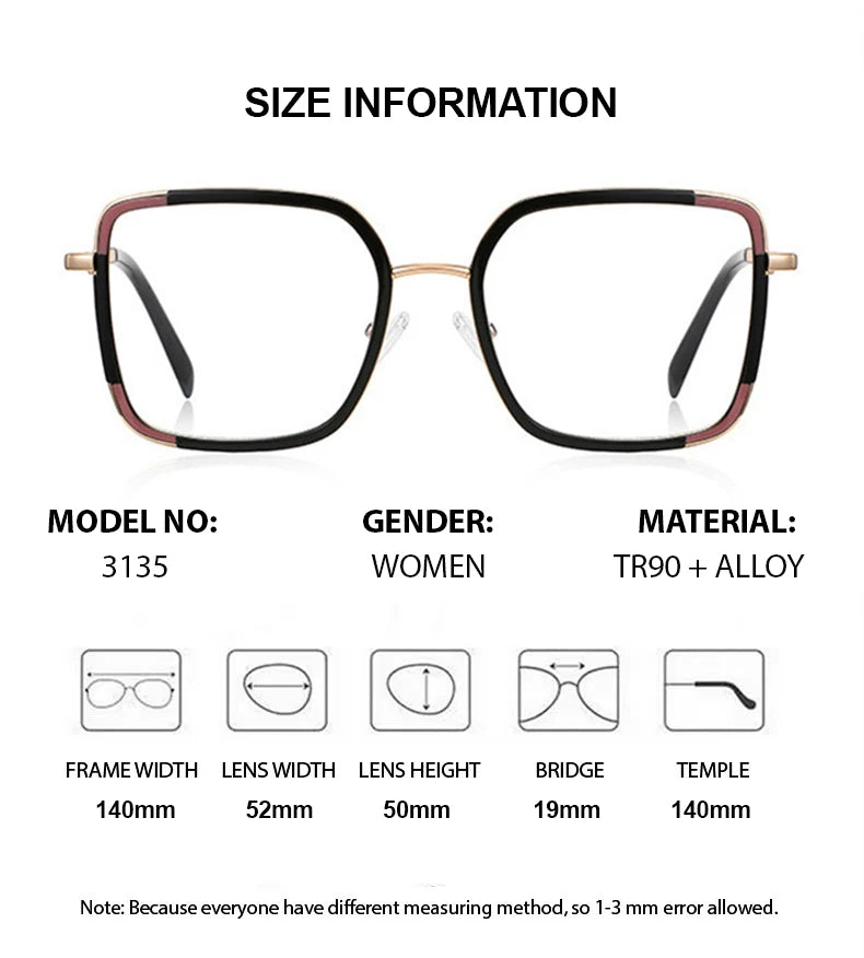 Summer Flower Women's Full Rim Square Tr 90 Titanium Eyeglasses 31354