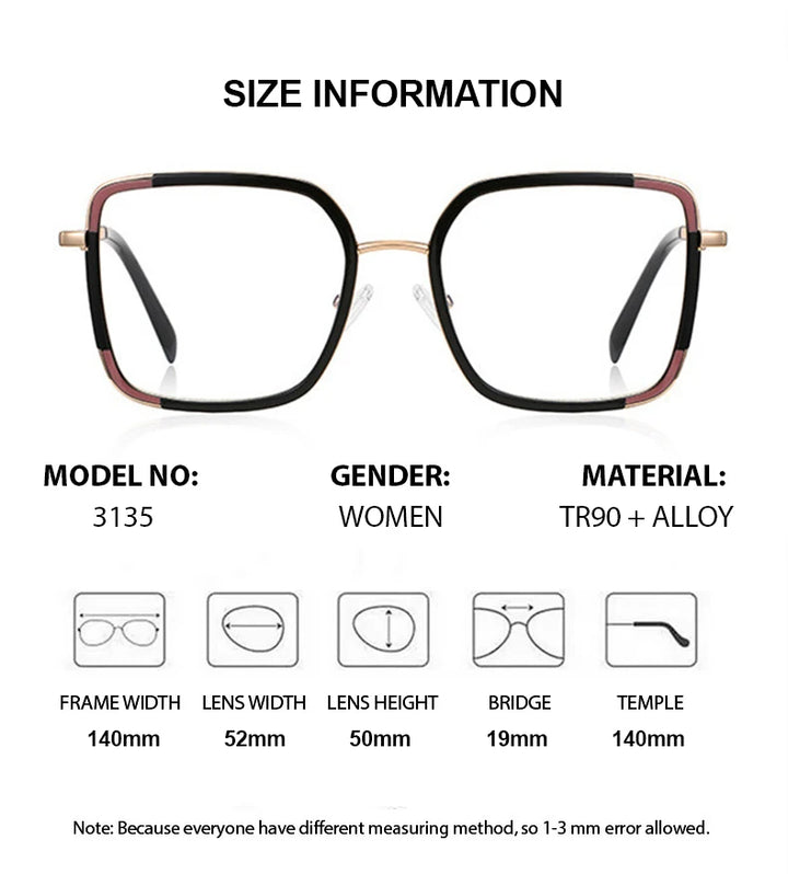 Summer Flower Women's Full Rim Square Tr 90 Titanium Eyeglasses 31354