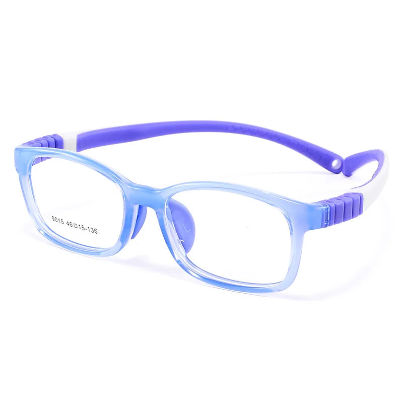 Yimaruili Unisex Youth's Full Rim Square Tr 90 Silicone Eyeglasses Y9015 Full Rim Yimaruili Eyeglasses Jelly Blue  