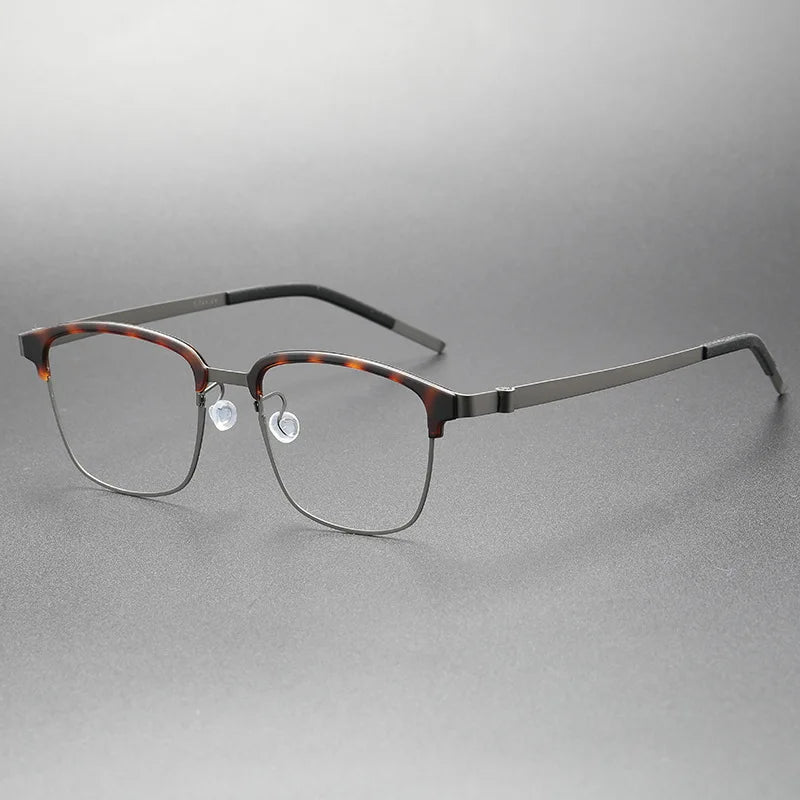 Aimee Unisex Full Rim Square Screwless Titanium Eyeglasses 9835 Full Rim Aimee Tortoise-Grey  