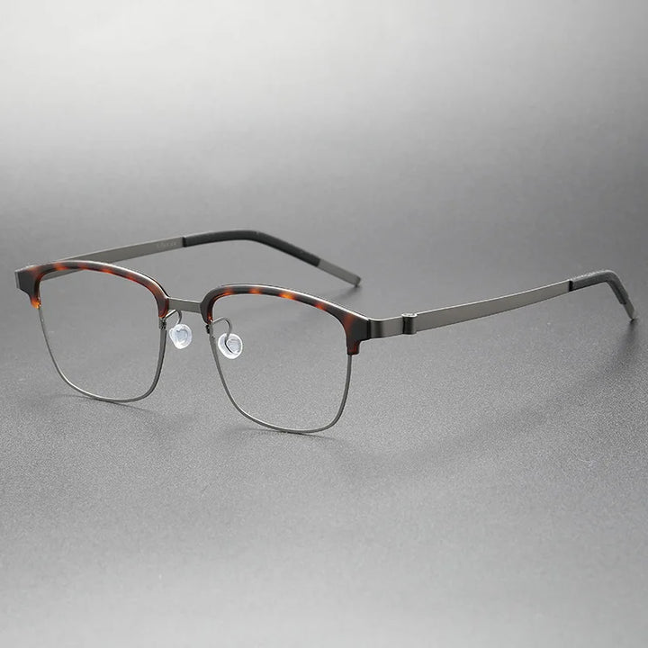 Aimee Unisex Full Rim Square Screwless Titanium Eyeglasses 9835 Full Rim Aimee Tortoise-Grey  