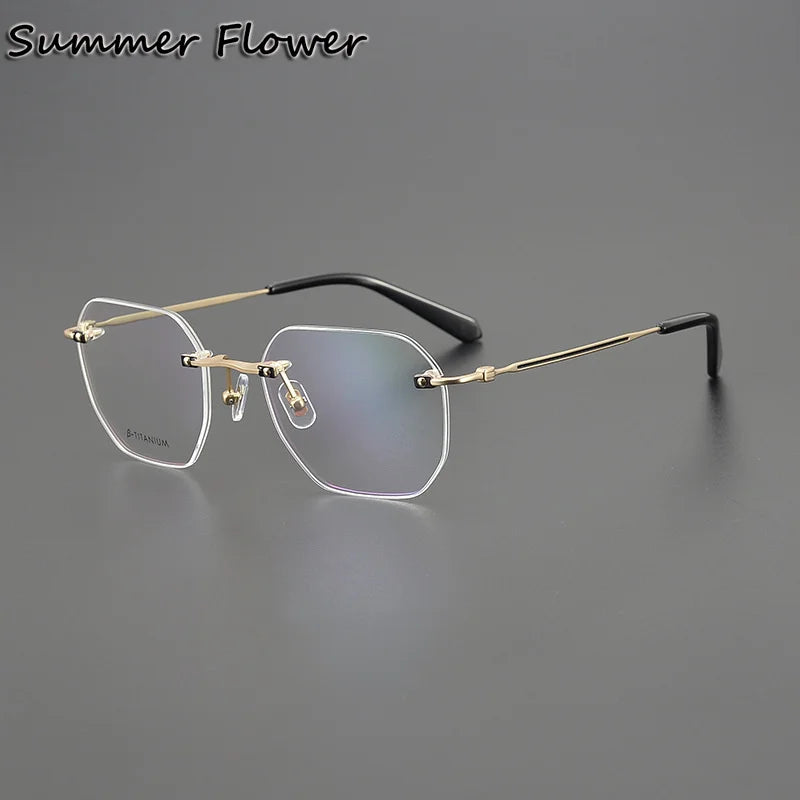 Summer Flower Unisex Rimless Flat Top Oval Steel Eyeglasses 14054 Rimless Summer Flower C1