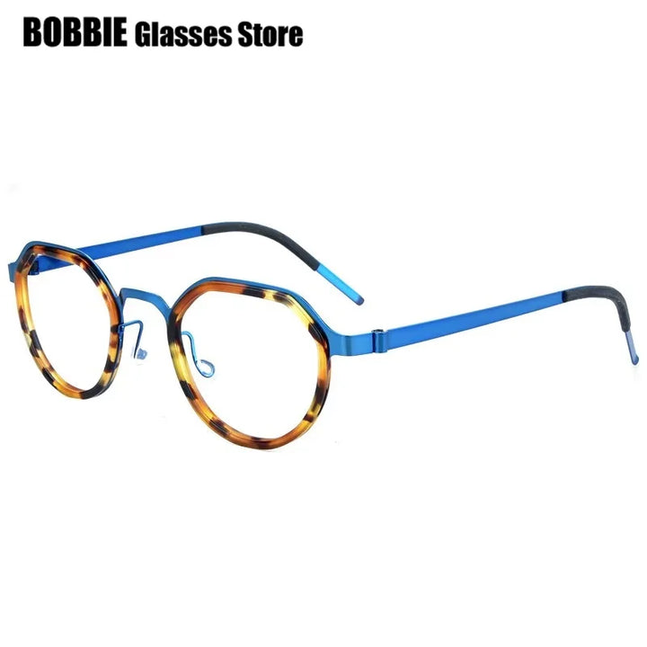 Bobbie Women's Full Rim Flat Top Round Titanium Acetate Eyeglasses 963069