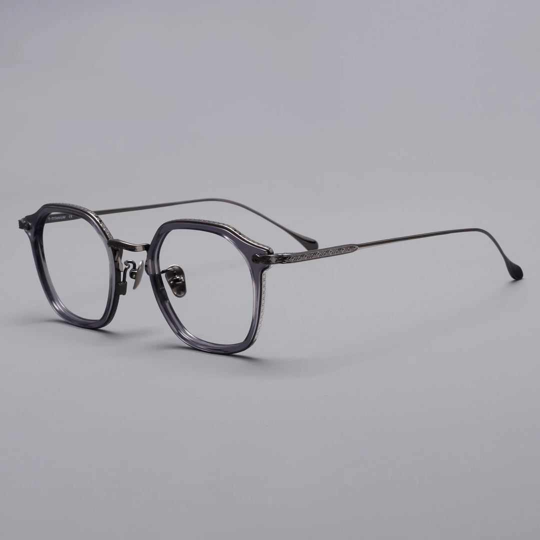 Black Mask Unisex Full Rim Square Acetate Titanium Eyeglasses 396108