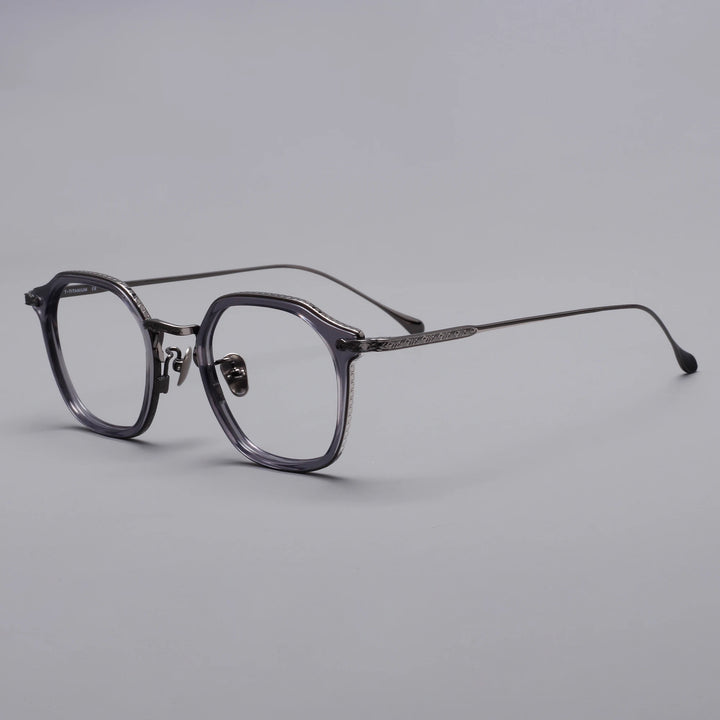 Black Mask Unisex Full Rim Square Acetate Titanium Eyeglasses 396108
