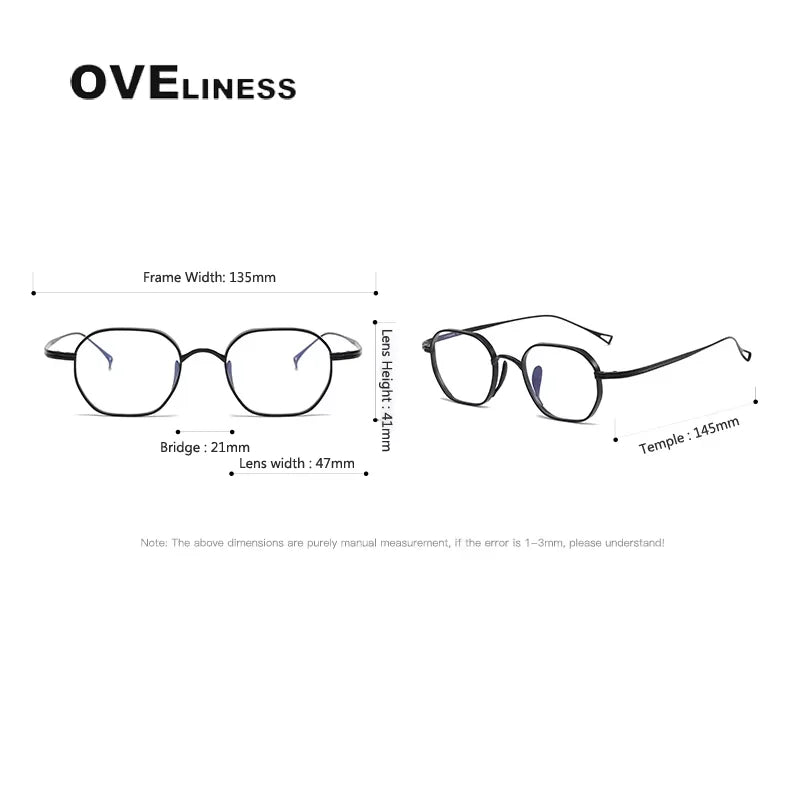 Oveliness Women's Full Rim Square Polygon Titanium Eyeglasses 9917 Full Rim Oveliness   