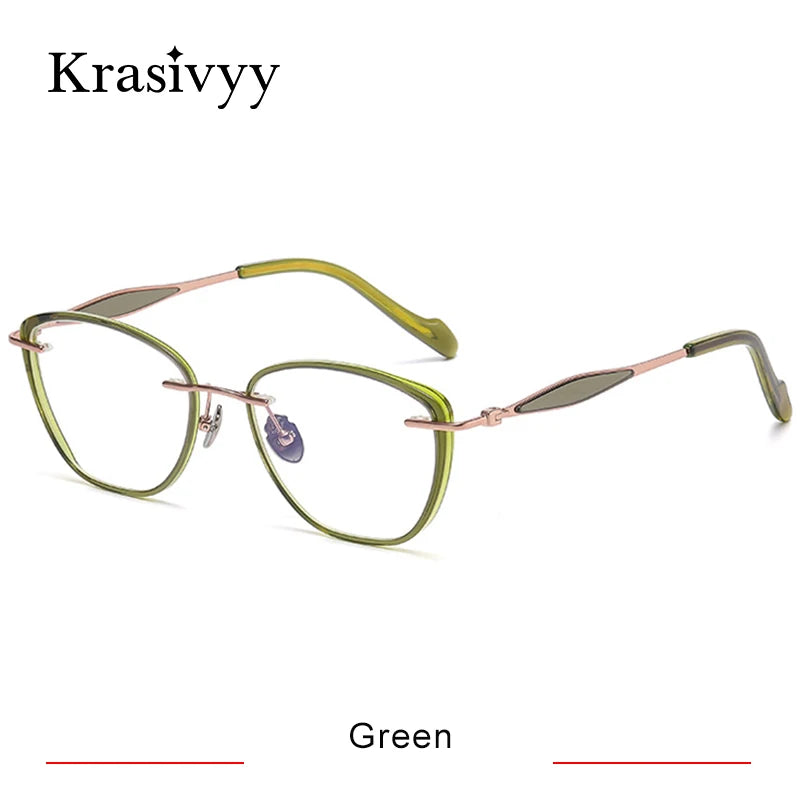 Krasivyy Unisex Full Rim Polygon Titanium Acetate Eyeglasses 316077