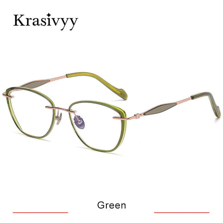 Krasivyy Unisex Full Rim Polygon Titanium Acetate Eyeglasses 316077