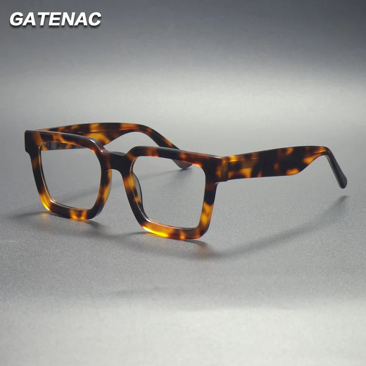 Gatenac Unisex Full Rim Brow Line Square Acetate Eyeglasses Full Rim Gatenac