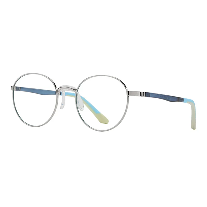 Ralferty Women's Full Rim Small Round Oval Alloy Eyeglasses R842 Full Rim Ralferty C05 Silver Blue CHINA 