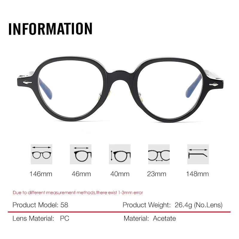 Aror Men's Full Rim Oval Round Acetate Titanium Eyeglasses 396158