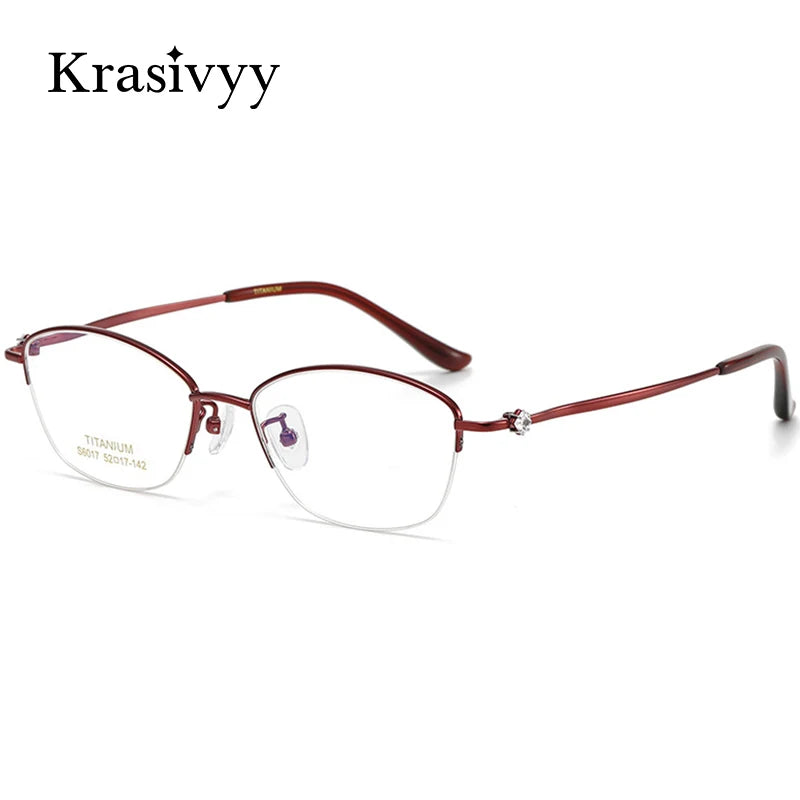 Krasivyy Women's Semi Rim Oval Square Titanium Eyeglasses 6017 Semi Rim Krasivyy   