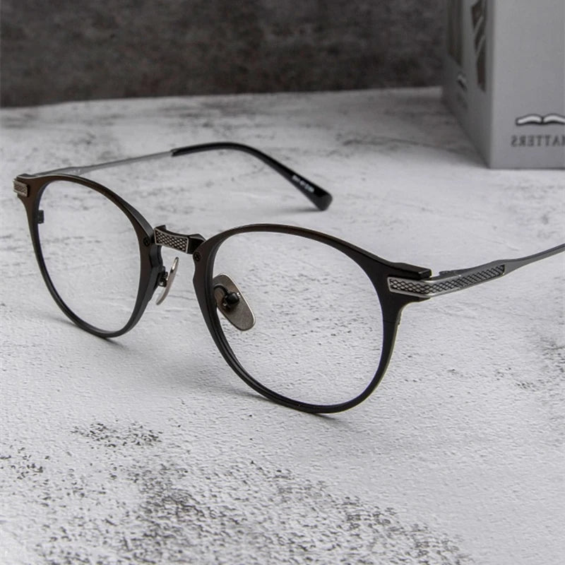 Black Mask Unisex Full Rim Oval Round Titanium Acetate Eyeglasses 92078 Full Rim Black Mask