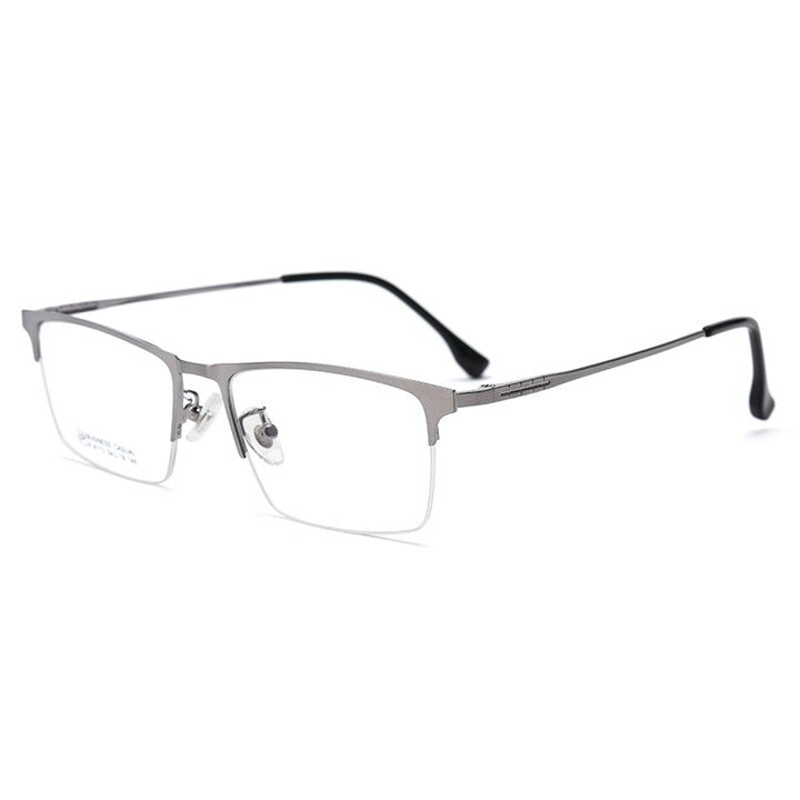 Yimaruili Men's Semi Rim Large Square Alloy Eyeglasses K9113 Semi Rim Yimaruili Eyeglasses Gun  