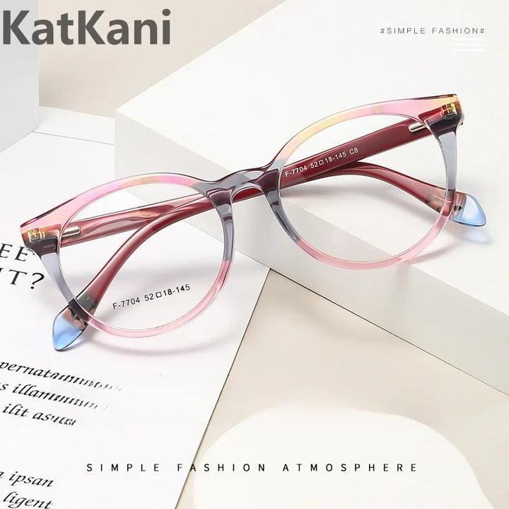 KatKani Women's Full Rim Square Acetate Eyeglasses F7704 Full Rim KatKani Eyeglasses   