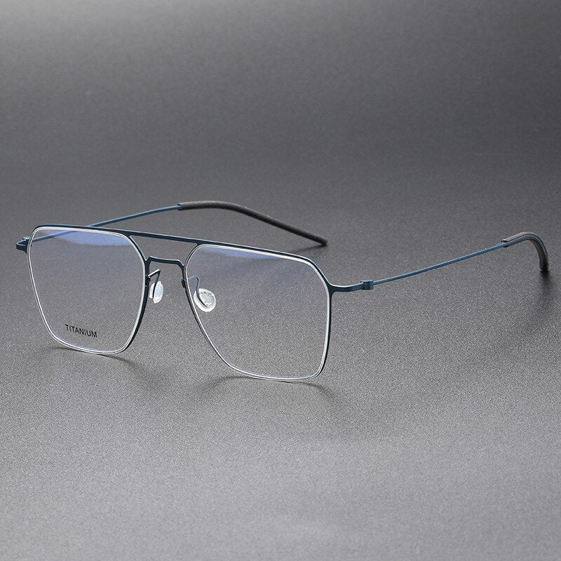 Aissuarvey Men's Full Rim Square Double Bridge Titanium Eyeglasses 554417 Full Rim Aissuarvey Eyeglasses Blue CN 