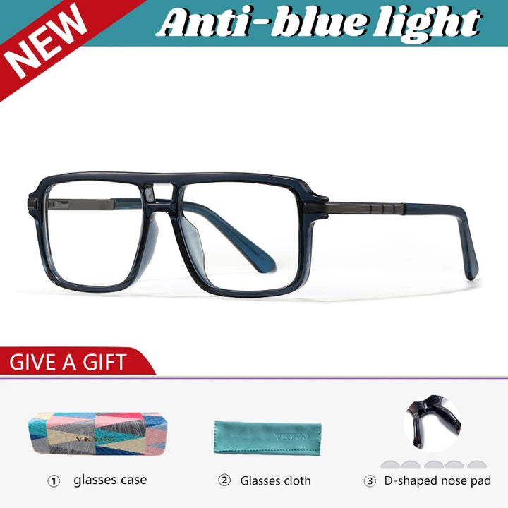 Vicky Unisex Full Rim Square Double Bridge Tr 90 Alloy Reading Glasses 360026