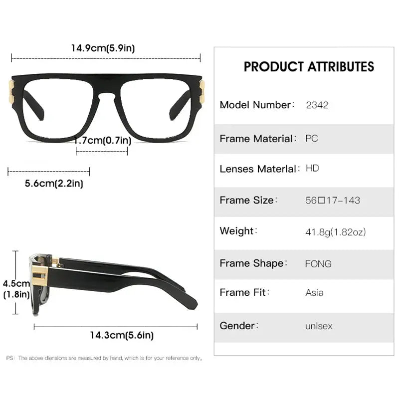 Kocolior 234200 Unisex Full Rim Square Brow Line Big PC Frames FuzWeb