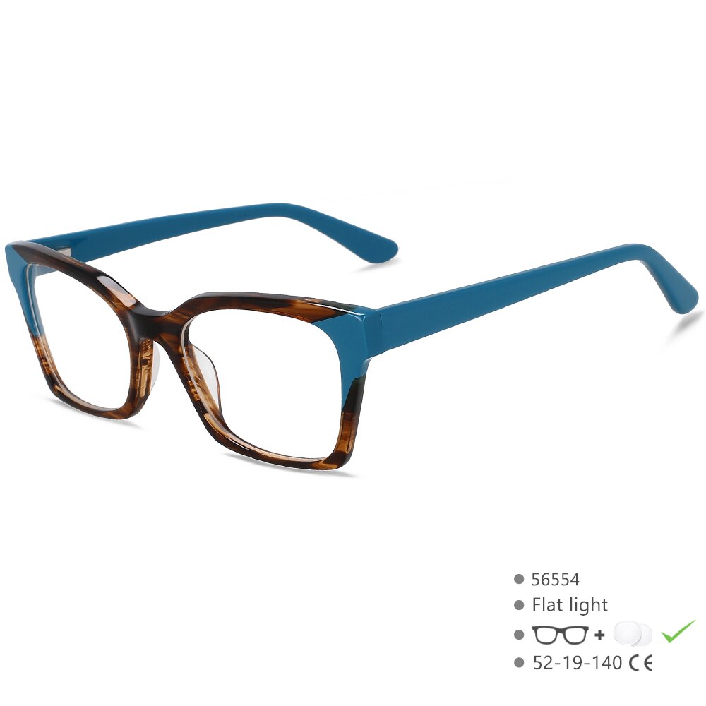 CCspace Unisex Full Rim Square Cat Eye Acetate Fiber Eyeglasses 56554 Full Rim CCspace C8Green  