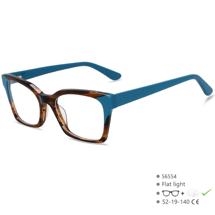 CCSpace Unisex Full Rim Square Cat Eye Acetate Fiber Eyeglasses 56554 Full Rim CCspace C8Green  