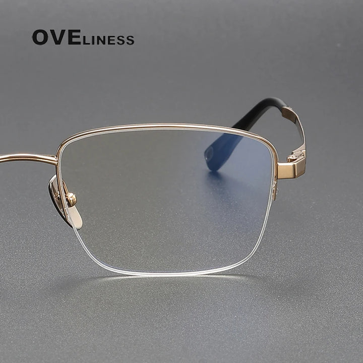 Oveliness Men's Semi Rim Square Titanium Eyeglasses 80930 Semi Rim Oveliness   