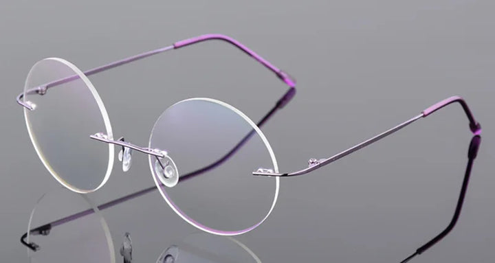 Brightzone Women's Rimless Round Titanium Alloy Eyeglasses 71220 Rimless Brightzone Purple