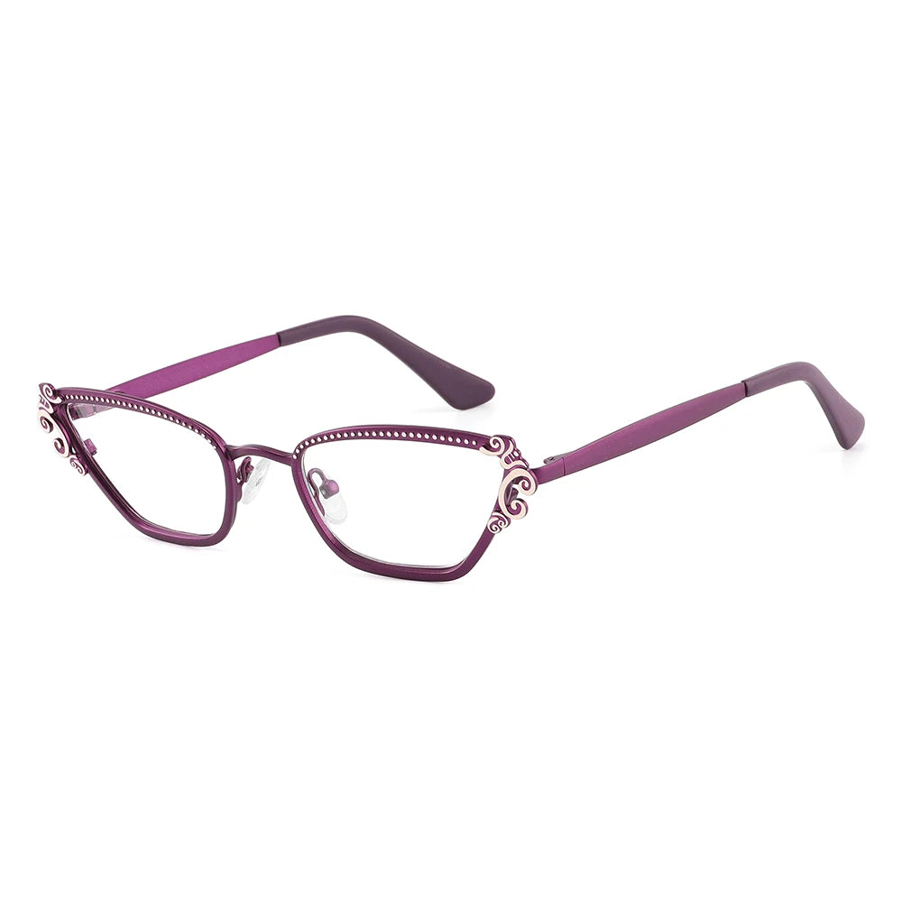 Laoyehui Women's Full Rim Square Cat Eye Alloy Reading Glasses 8777 Reading Glasses Laoyehui C5 -250 