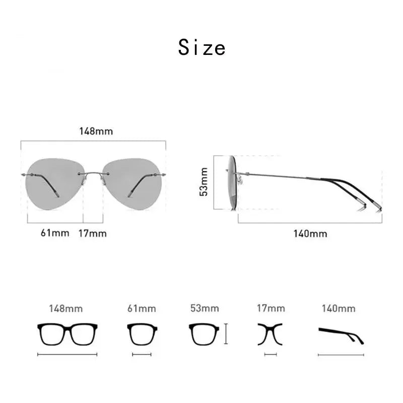 Hdcrafter Men's Rimless Oval Titanium Photochromic Sunglasses 746600 HdCrafter Sunglasses