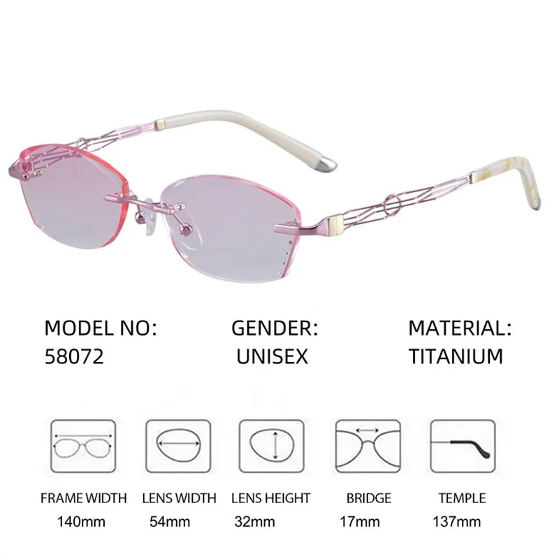 Summer Flower Women's Rimless Oval Titanium Eyeglasses 658072