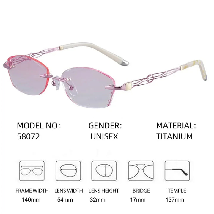 Summer Flower Women's Rimless Oval Titanium Eyeglasses 658072