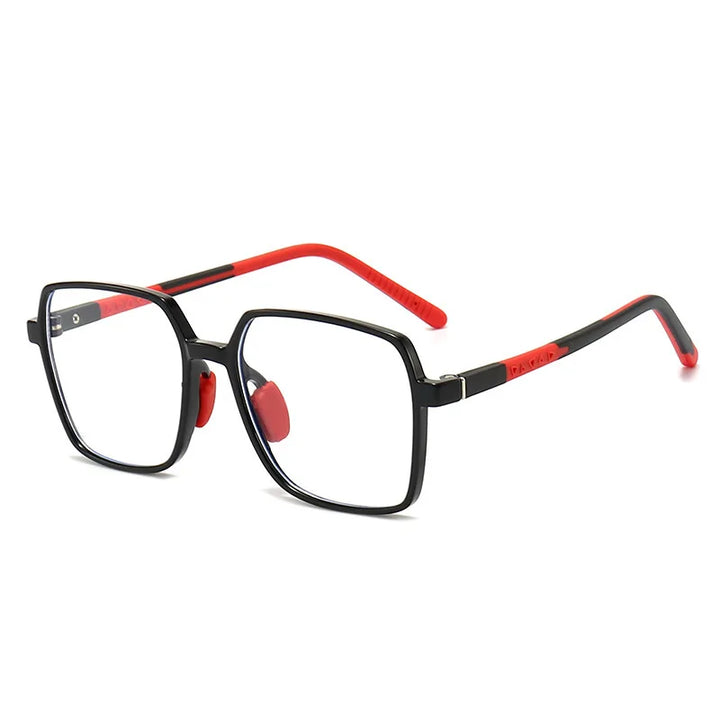 CCspace Unisex Children's Full Rim Square Tr 90 Titanium Eyeglasses 57511 Full Rim CCSpace BlackRed  