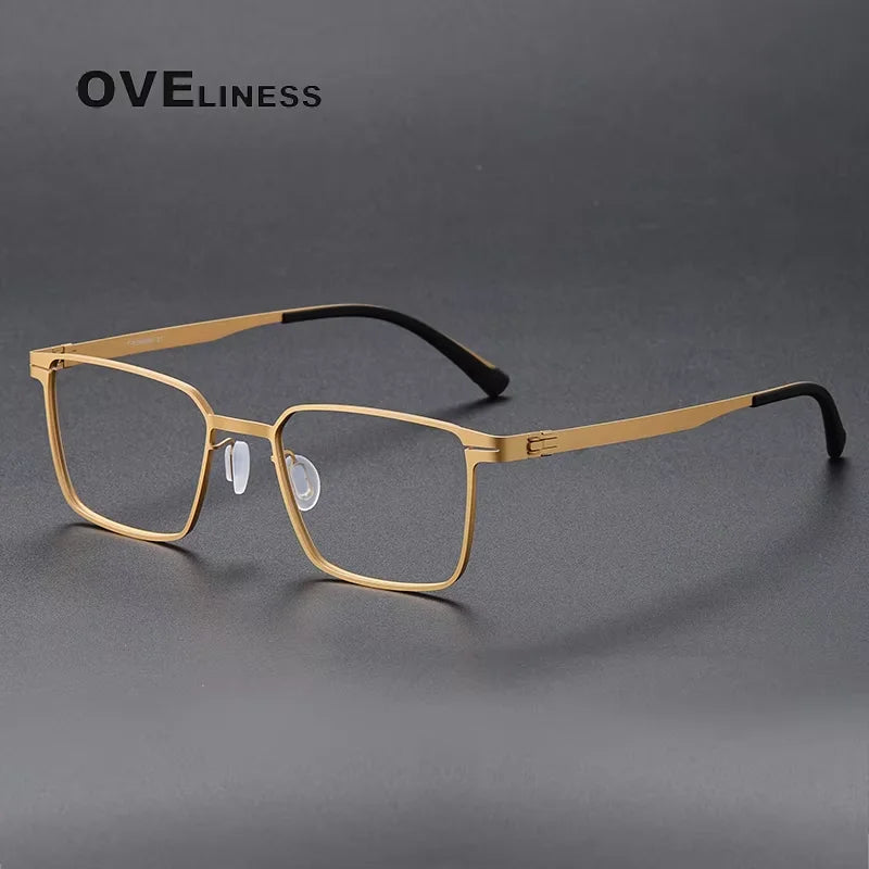 Oveliness Unisex Full Rim Square Titanium Eyeglasses 80998 Full Rim Oveliness gold  