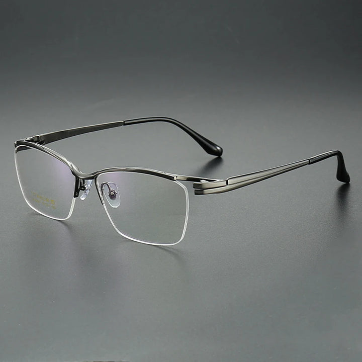 Aror Men's Semi Rim Big Square Brow Line Titanium Eyeglasses 96205