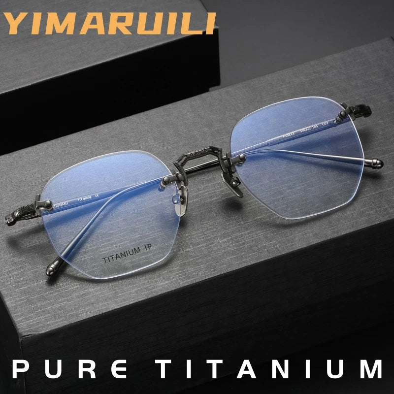 Yimaruili Unisex Rimless Polygonal Pure Titanium Eyeglasses F10121 — view 1 | Yimaruili at FuzWeb