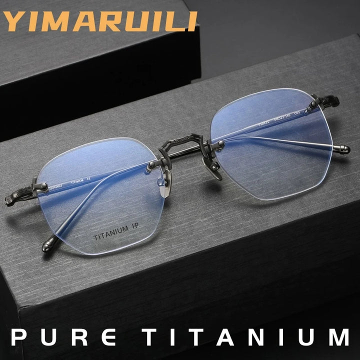 Yimaruili Unisex Rimless Polygonal Pure Titanium Eyeglasses F10121 — view 1 | Yimaruili at FuzWeb