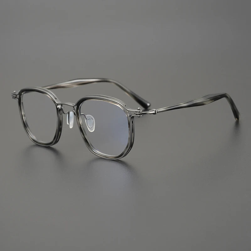 Black Mask Unisex Full Rim Big Square Titanium Acetate Eyeglasses 25865