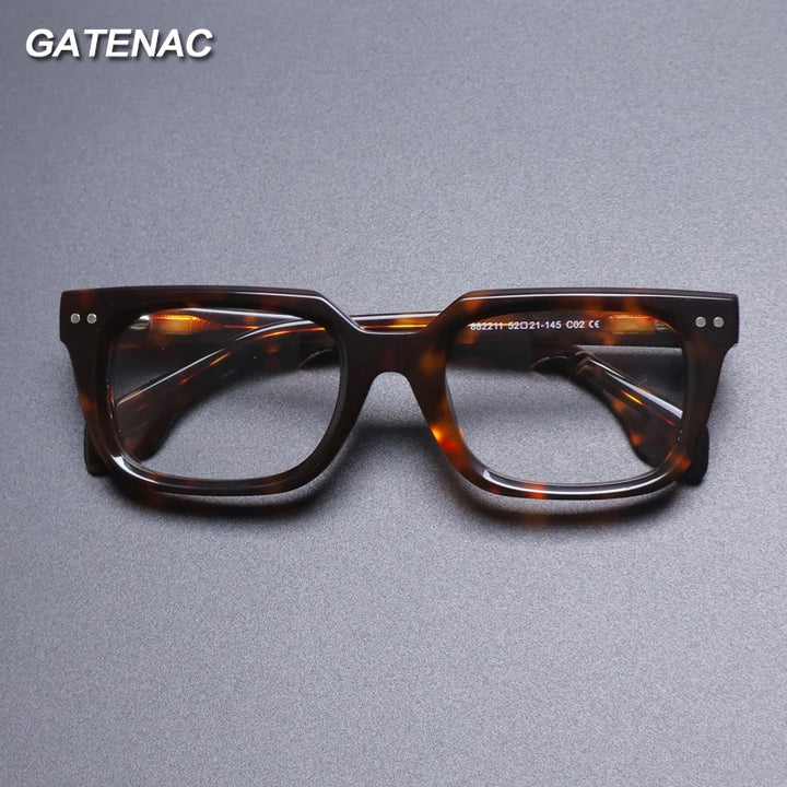 Gatenac Unisex Full Rim Square Brow Line Acetate Eyeglasses G1524 Full Rim Gatenac   