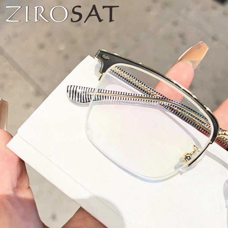 Zirosat Men's Semi Rim Square Tr 90 Titanium Eyeglasses 1586 Semi Rim Zirosat   