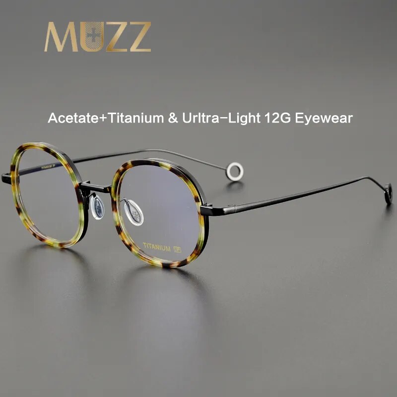 Muzz Unisex Full Rim Round Titanium Acetate Eyeglasses 08p Full Rim Muzz   