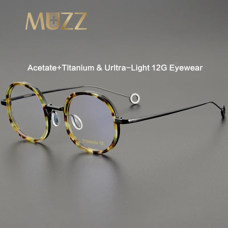 Muzz Unisex Full Rim Round Titanium Acetate Eyeglasses M0816 Full Rim Muzz   