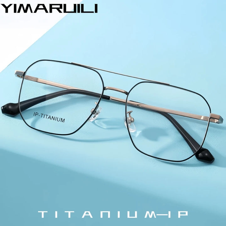 Yimaruili Unisex Full Rim Square Double Bridge Alloy Eyeglasses 98434