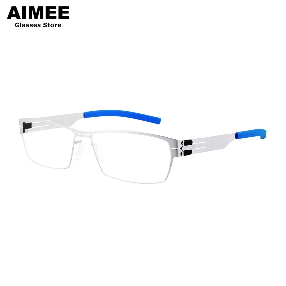 Aimee Women's Full Rim Square Screwless Steel Eyeglasses 5083 Full Rim Aimee Silver  