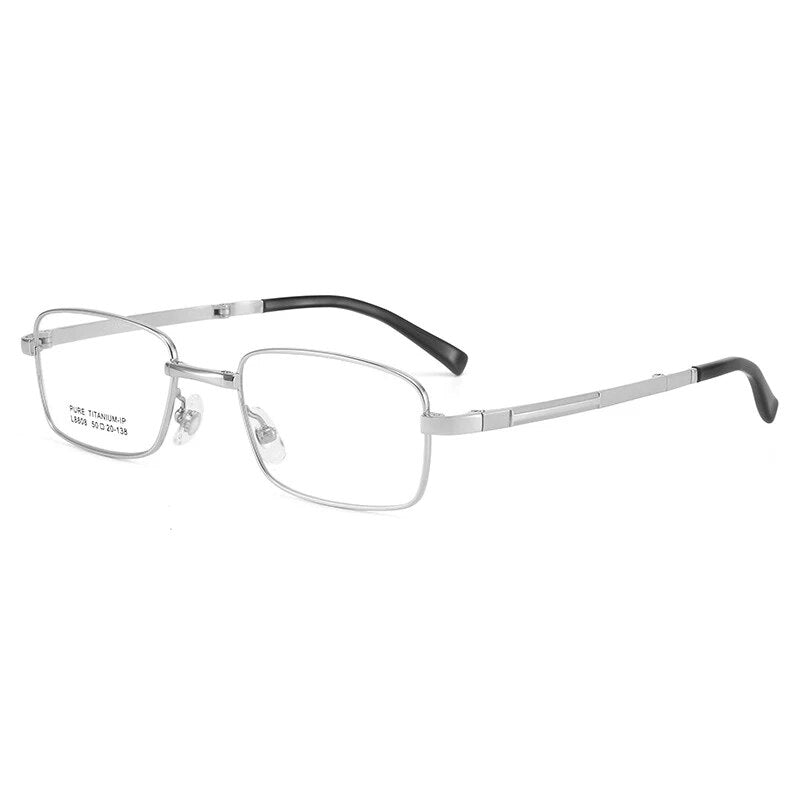 Bclear Men's Full Rim Foldable Square Titanium Eyeglasses Lb8808 Full Rim Bclear Silver  