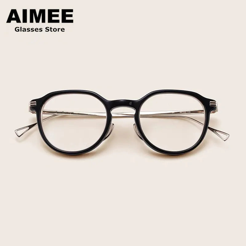 Aimee Unisex Full Rim Oval Round Titanium Acetate Eyeglasses 112141 Full Rim Aimee   