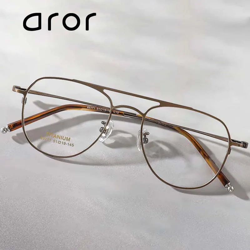 Aror Unisex Full Rim Square Double Bridge Titanium Eyeglasses 89771 Full Rim Aror