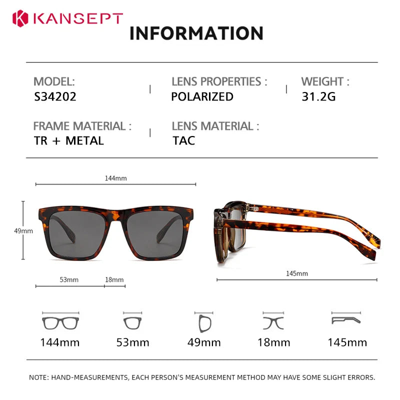 Kansept Unisex Full Rim Square Tr 90 Alloy Reading Glasses Clip On Sunglasses 34202