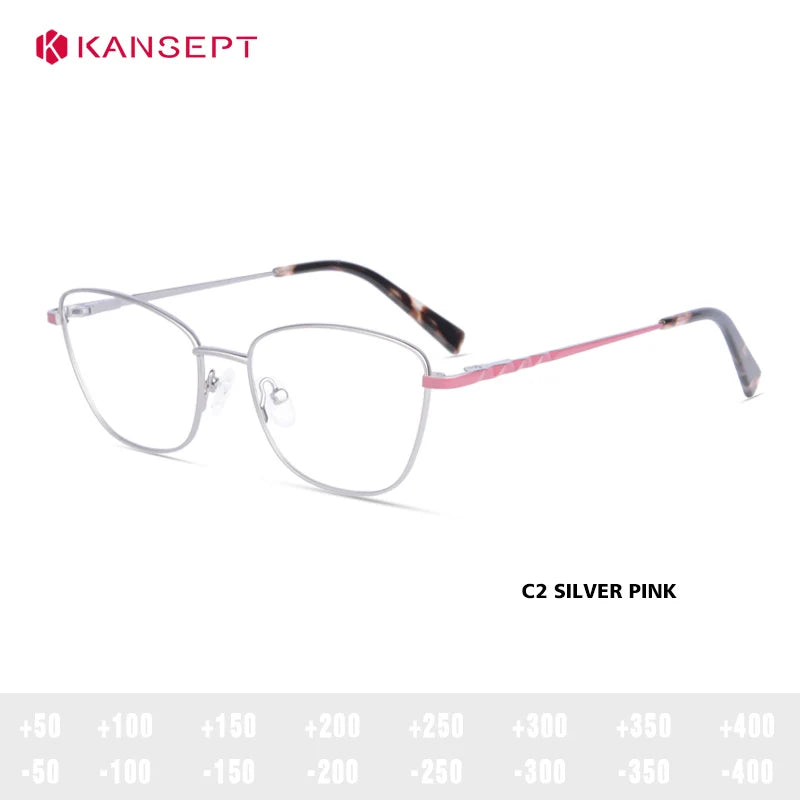 Kansept Women's Full Rim Square Cat Eye Alloy Reading Glasses 72503
