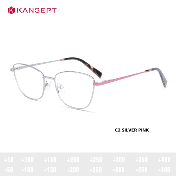 Kansept Women's Full Rim Square Cat Eye Alloy Reading Glasses 72503